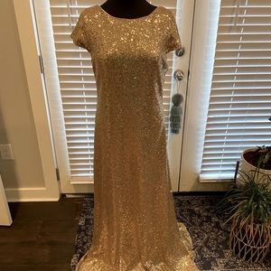 Gold Sequined Bridesmaid Dress